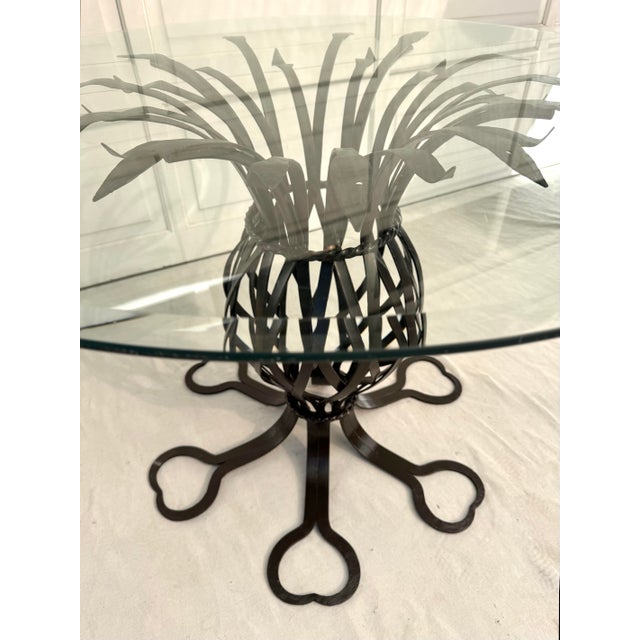 Mario Papperzini 1950's Attributed to Mario Papperzini for Salterini Wrought Iron Patio Table, New Powder Coat For Sale - Image 4 of 12