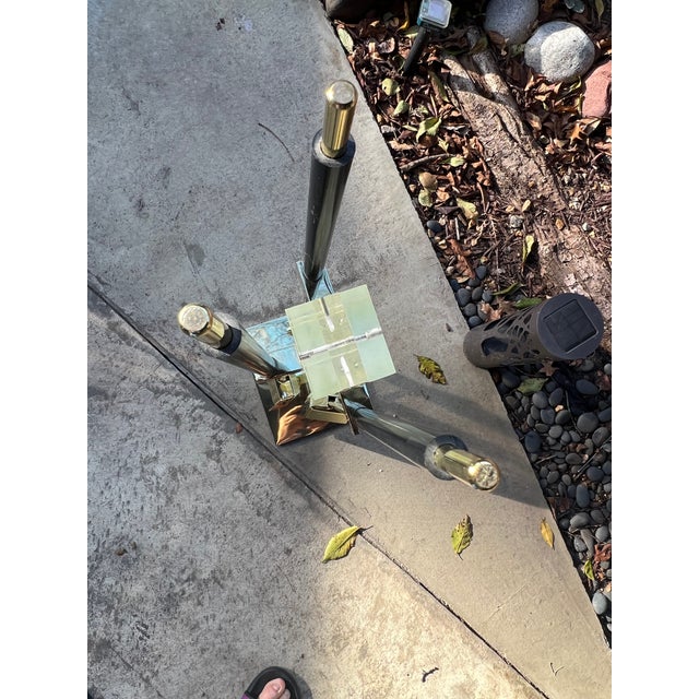 Metal Alessandro Albrizzi, Brass and Lucite Fireplace Tool Set- 4 Pieces For Sale - Image 7 of 12