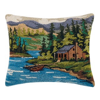 Cabin by Lake Hook Pillow, 16" x 20" For Sale