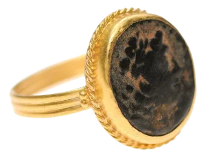 A Bronze Roman Coin As a Ring With 21K, Size 7