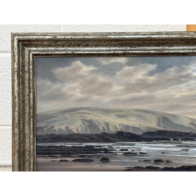 Beach Seascape Painting of the Devon Coastline at Sunrise on South Coast of England 1990 Circa For Sale - Image 14 of 14