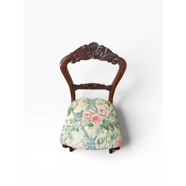 Antique White Antique Louis Philippe Style Accent Chair – Mid to Late 19th Century With Updated Floral Upholstery For Sale - Image 8 of 8