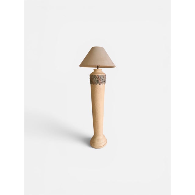 Postmodern 1980s Postmodern Southwest Style Textured Plaster Lamp Set - Floor & Table (Set of 2) For Sale - Image 3 of 11