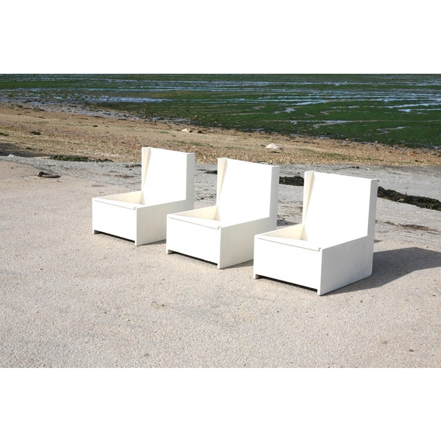 Brutalist Lounge Chairs in Painted Wood, 1960s, Set of 3 For Sale - Image 18 of 18
