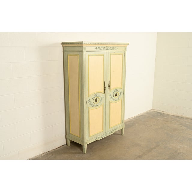Baker Furniture Company Baker Furniture French Regency Louis XVI Cream Lacquered Armoire Dresser or Linen Press, Circa 1960s For Sale - Image 4 of 16