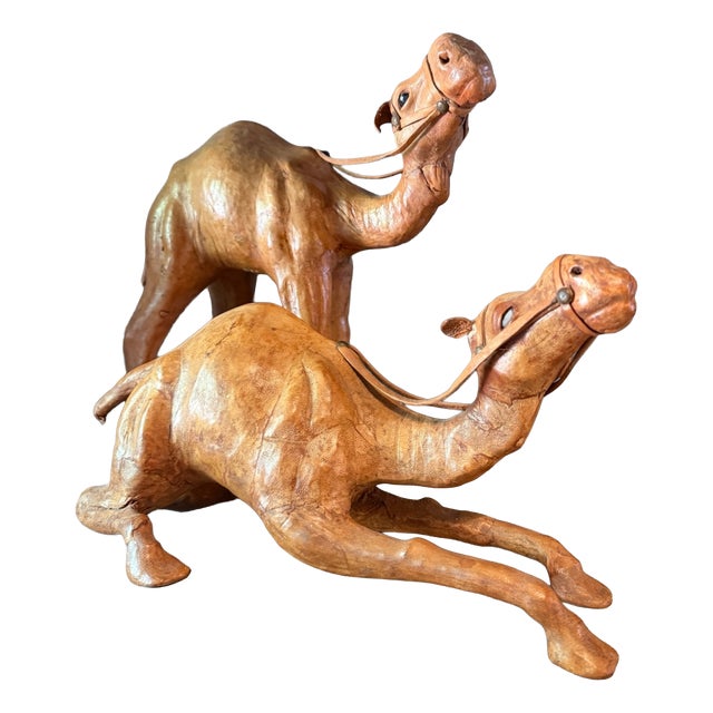 Mid-Century Modern Leather Camel Set, 1940, Set of 2 For Sale