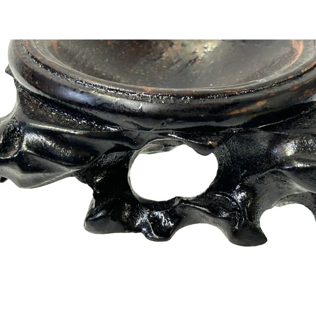 2.25" Dark Brown Wood Carving Hollow Circular Table Top Stand Riser For Sale In San Francisco - Image 6 of 6