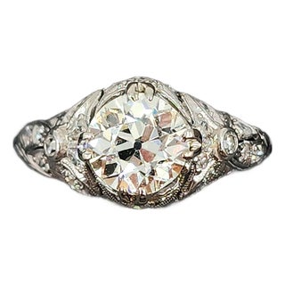 1.69 Ct Old European Cut Diamond Ring Size 7.5 For Sale