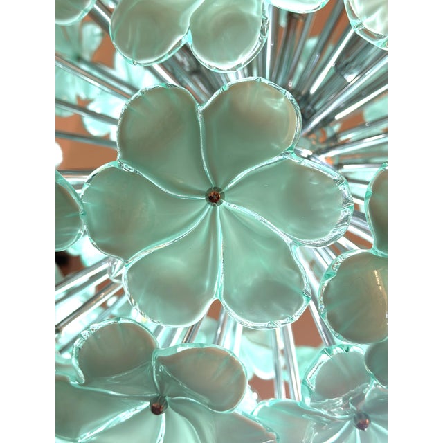 Murano Venetian Green-Wather Flowers Murano Glass Sputnik Chandelier For Sale - Image 4 of 6