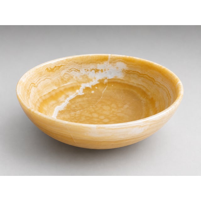 Not Yet Made - Made To Order Honey Onyx Pedestal Bowl 10x10x5 | Handcrafted Natural Stone Decorative Centerpiece For Sale - Image 5 of 7