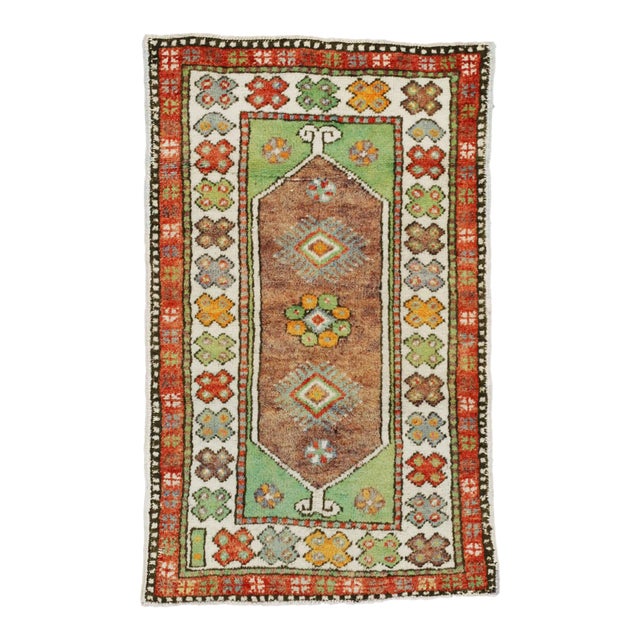 Colorful Vintage Turkish Oushak Rug - 02'06 X 04'00 For Sale