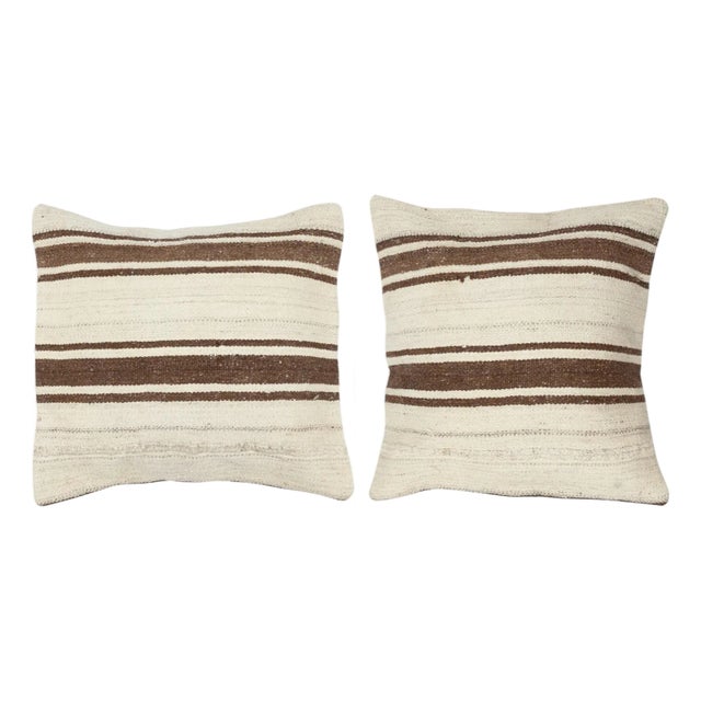 20"x20" SET OF 2 - Hemp Kilim Cushion Covers. A pair of Lace Pillow Covers For Sale