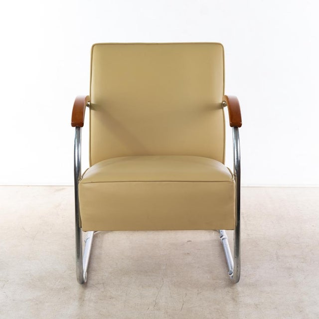 Bauhaus Vintage Bauhaus Chair in Brown Leather from Mücke & Melder, 1930s For Sale - Image 3 of 7