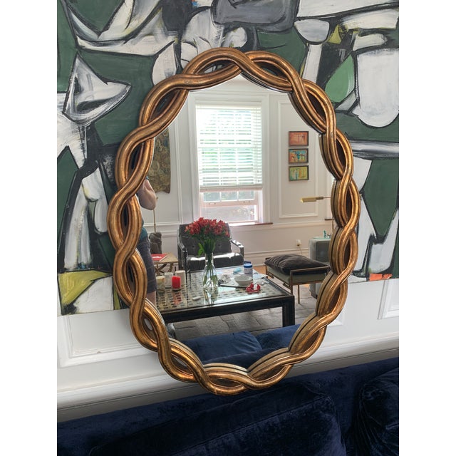Hollywood Regency Braided Gold Leaf Oval Mirror Chairish