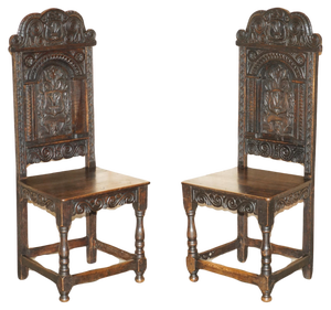 Set of Antique 17th Century English Oak Chairs from the Film Hellboy