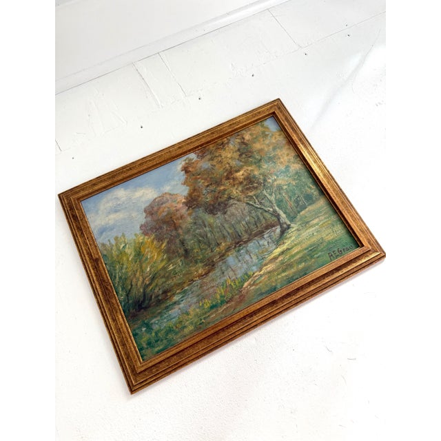 Lush and luminous impressionist oil on board landscape by an early mid-century Ohio artist. Signed A.E. Grau in lower...