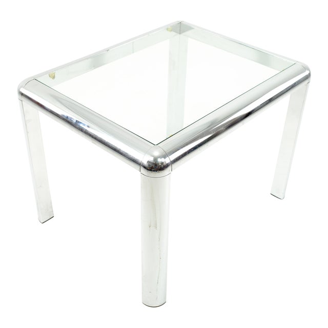 Milo Baughman Style Mid Century Chrome And Glass Side End Table Chairish