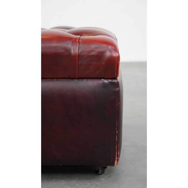 Chesterfield Ottoman with Storage in Cow Leather For Sale - Image 10 of 12