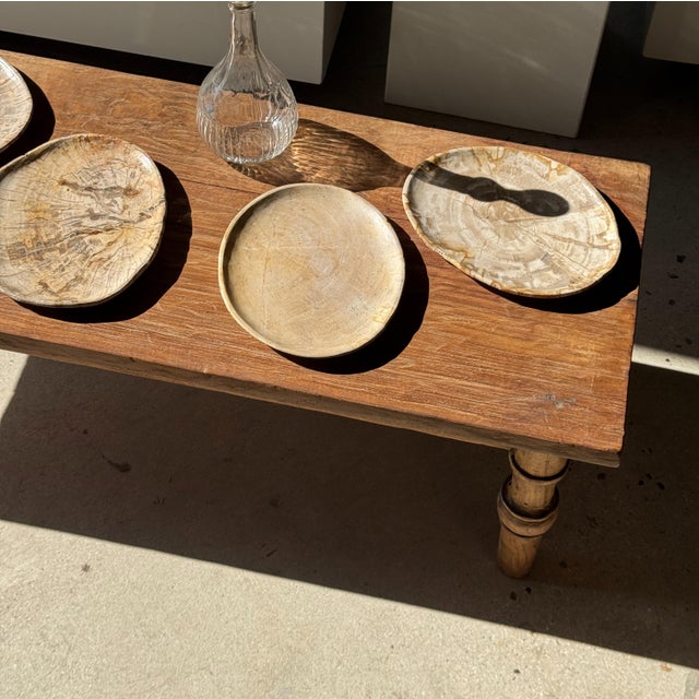 Beige Small Trinket Tray or Dish in Beige Petrified Wood with Small Black Heart-Shaped Circles D21-25 -3314 For Sale - Image 8 of 18