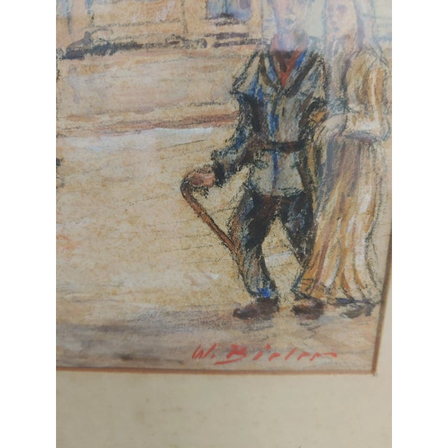 Vintage 1946 Colored Pencil Drawings of German Cityscapes - a Pair, Framed For Sale In New York - Image 6 of 9