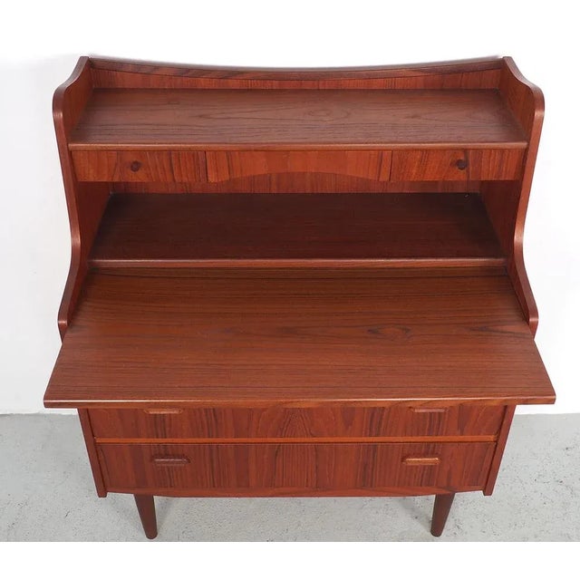 Danish Secretary in Teak with Pull Out Mirror and Desk, 1960s For Sale - Image 9 of 12