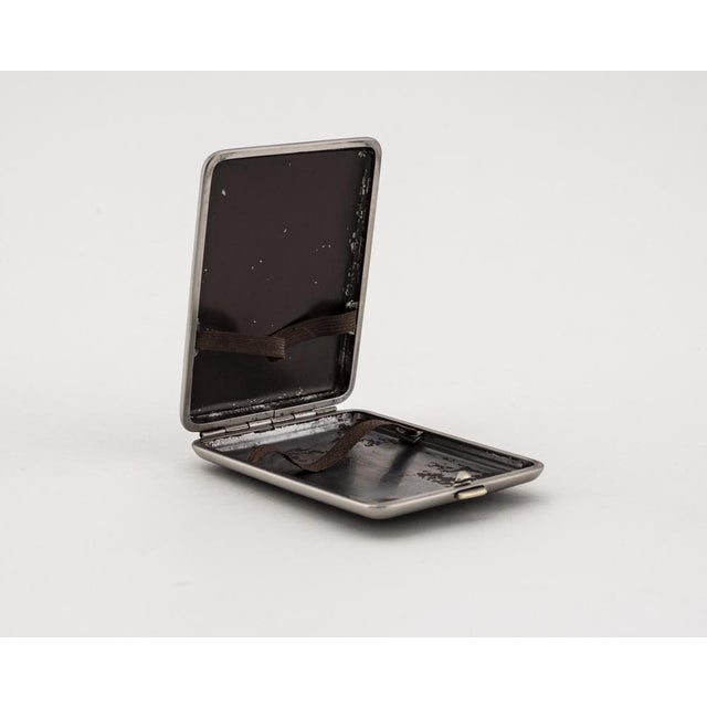 German Stainless Steel Cigarette Case with Leather Inlay, 1930s For Sale - Image 10 of 18