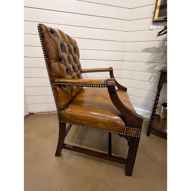 Late 19th Century Vintage English Leather Chair For Sale - Image 5 of 11