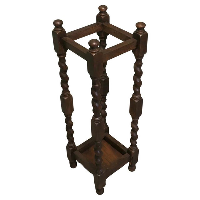 Wood Antique Umbrella Hall Stand in Oak, 1800s For Sale - Image 7 of 7