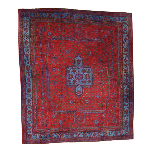 Vintage 1920s Turkish Oushak Red Rug For Sale
