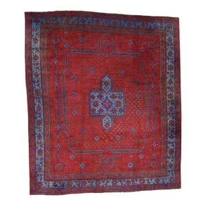 Vintage 1920s Turkish Oushak Red Rug