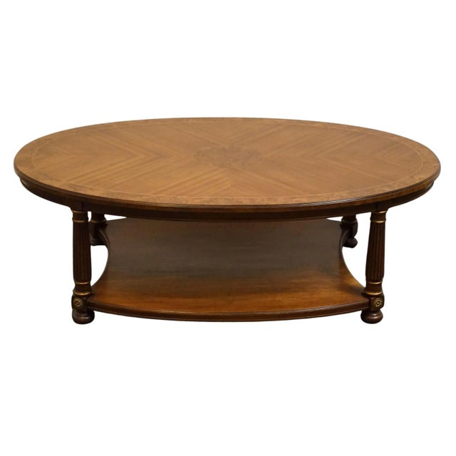 HERITAGE FURNITURE Banded Burled Walnut Italian Provincial 52" Oval Accent Coffee Table 18-503-69 17.5" High 52" Wide 32"...