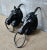 A pair of victorian cast iron hitching post finials. Made from cast iron, in the shape of horse heads, with a single ring...