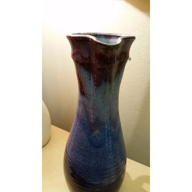 1990s Signed Modernist Studio Pitcher Stoneware Vase For Sale - Image 5 of 8