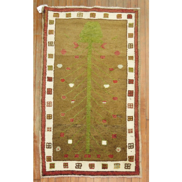 Vintage Turkish Throw Rug Featuring Tree of Life Design - 2'6" x 4'4" For Sale In New York - Image 6 of 6