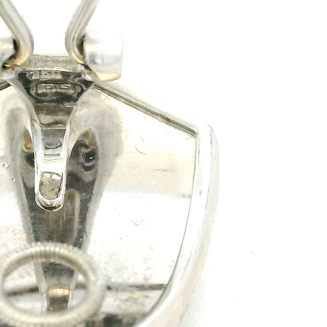 1980s Pair of Italian 18k White Gold Smoky Quartz & Diamond Sculptural Earrings For Sale - Image 12 of 14