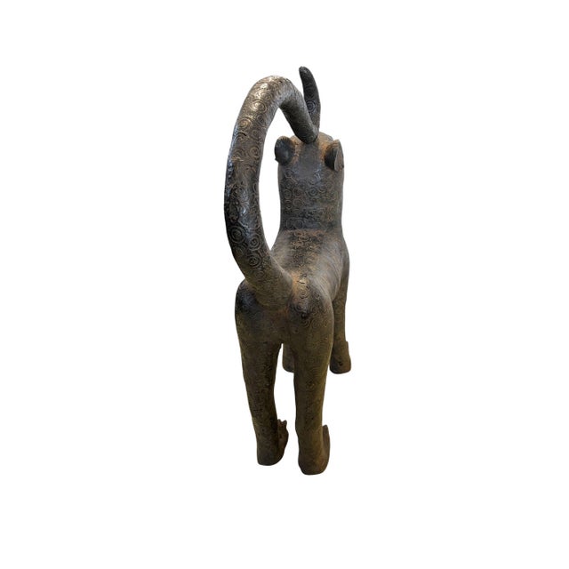 Vintage Large Benin Bronze Sculpture of a Leopard 32" H Nigeria For Sale - Image 11 of 12