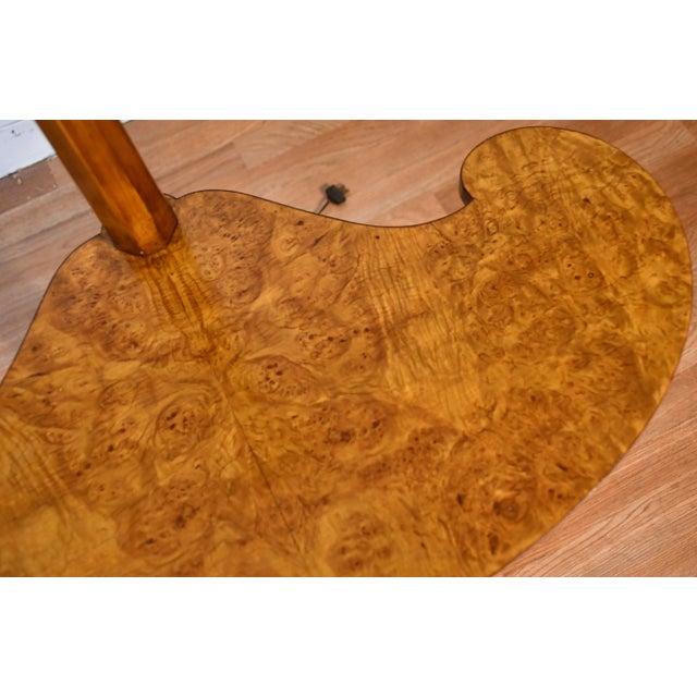 1930 Art Deco Birdseye Maple Lamp and Side Table Combination / Floor Lamp For Sale - Image 6 of 13