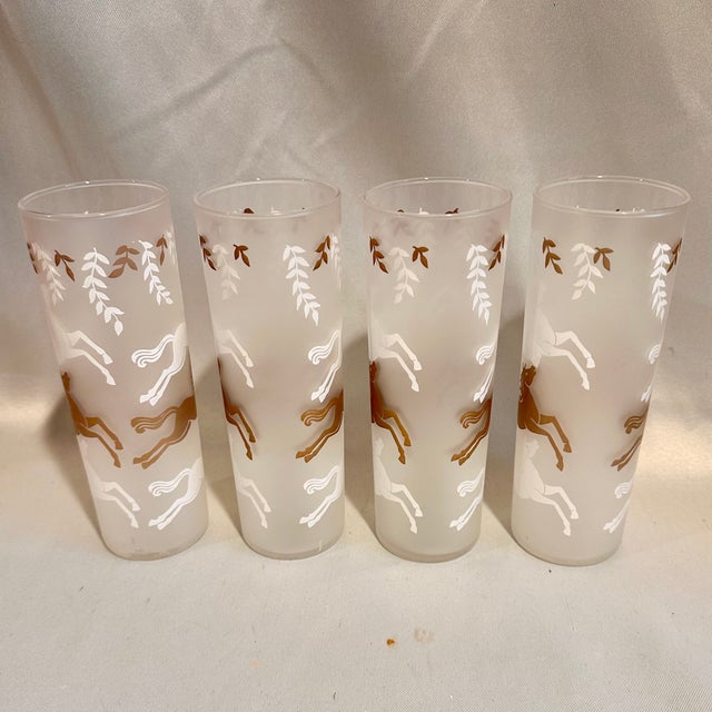 Libbey Glass Co. Vintage Calvalcade Equestrian Tom Collins Cocktail Glasses - Set of Four For Sale - Image 4 of 4