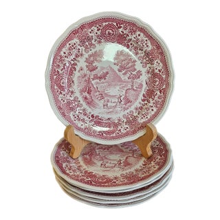 Vintage German Villeroy & Boch Red Burgenland Platters-Set of 6 For Sale