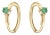 Natural Emerald Multi Placement Huggie Earrings in 14k Rose Gold For Sale