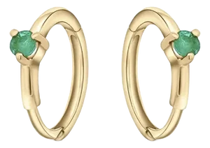 Natural Emerald Multi Placement Huggie Earrings in 14k Rose Gold
