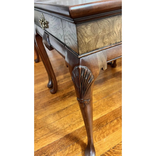 1960s Pair of Baker Furniture French Provincial Burl Walnut Side Tables For Sale - Image 11 of 12
