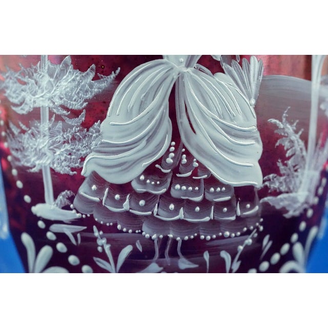 Cut Crystal Goblet Vase with Glass Paste Lady attributed to Val Saint Lambert, Belgium, 19th Century For Sale - Image 18 of 18