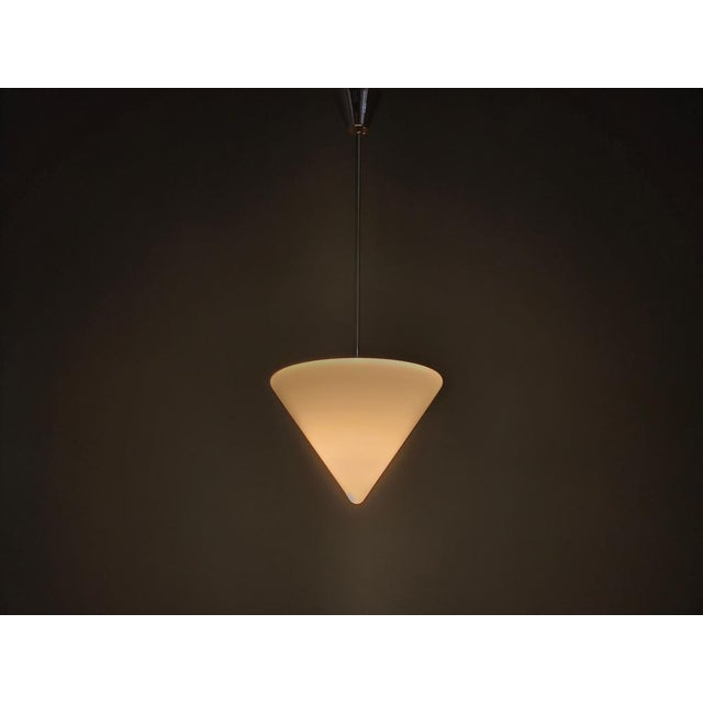 Art Deco Pendant Light in Chrome & Milk Glass, 1970s For Sale - Image 10 of 12