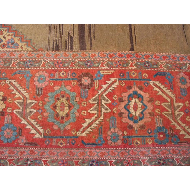 19th Century Splendid Camel and Red Color With Medallion Antique Persian Bakshaiesh Rug For Sale - Image 5 of 12