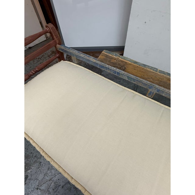 Rustic Wood Daybed Bench + Cushion, Vintage For Sale - Image 9 of 12