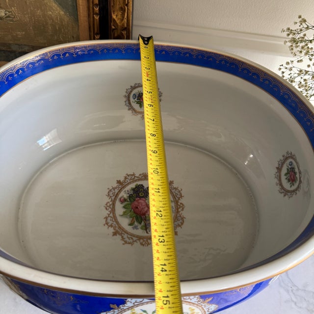 Late 20th Century Sèvres-Style Cobalt Blue & Gold Gilt Porcelain Footbath Centerpiece For Sale - Image 18 of 18