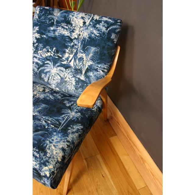 Wood Mid-Century Modern Chair in Linwood Velvet, 1950s For Sale - Image 7 of 10