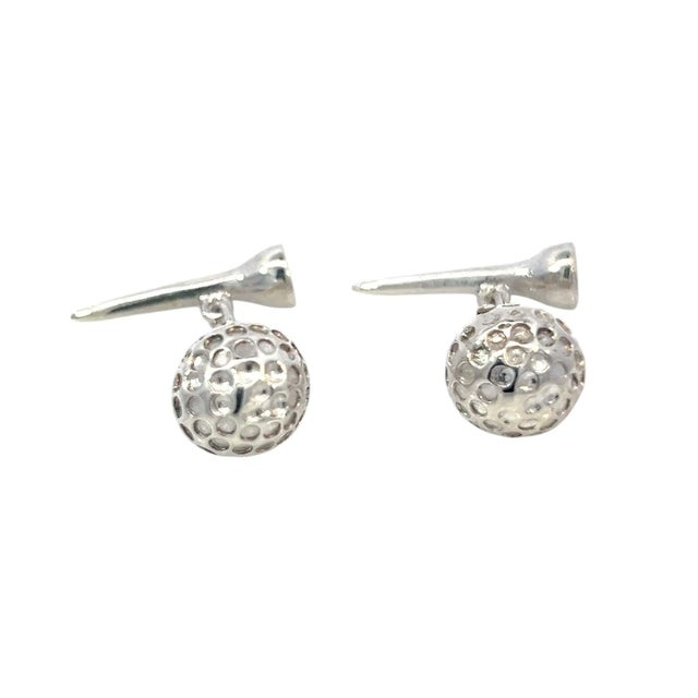 1990s Pair of Tiffany & Co Estate Golf Ball Cufflinks Sterling Silver 15.39 Grams For Sale - Image 9 of 11