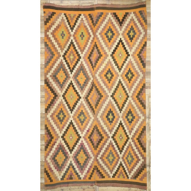 Orange Semi-Antique Turkish Kilim Rug, 08'05 X 15'02 For Sale - Image 8 of 9